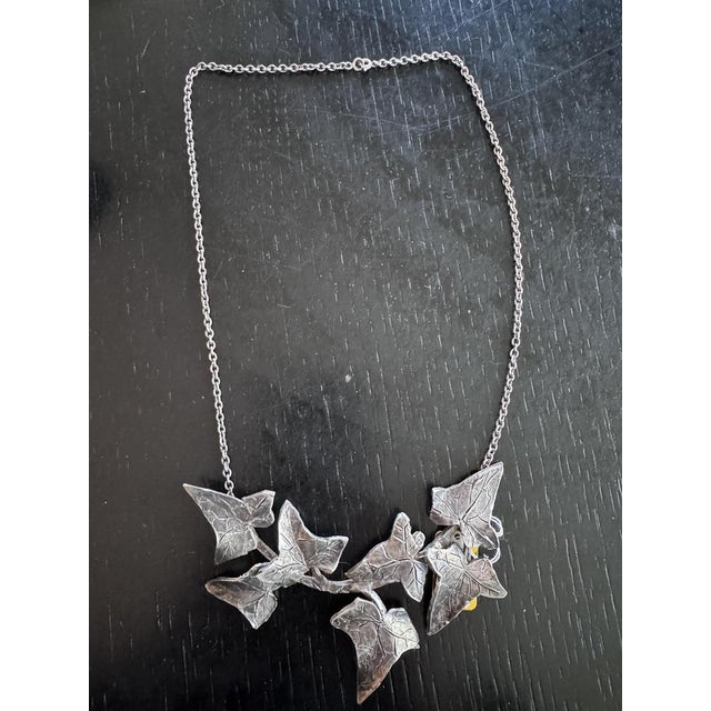 Vintage Ivy Necklace in Silvered Bronze by Colette Marchal Simon, 1990s For Sale - Image 3 of 7