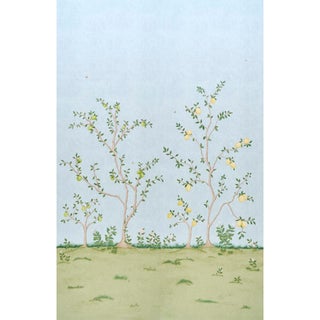 Schumacher Citrus Blossom 2 Panel Set Wallpaper In Sky For Sale