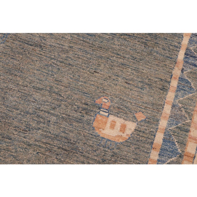 Textile Modern Gabbeh Blue/Orange Wool Rug - 6'0'' X 8'10'' For Sale - Image 7 of 10