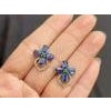Bochic "Orient" Sapphire, Tanzanite & Emerald Earrings Set 18K Gold&Silver For Sale - Image 16 of 18