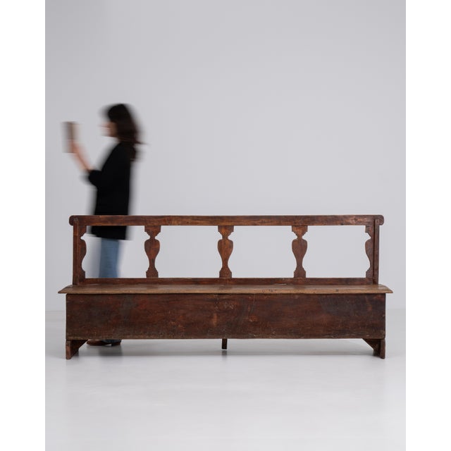 20th Century Italian Wooden Bench with Upholstered Seat For Sale - Image 9 of 13