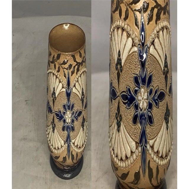 19th Century Antique Doulton Lambeth Stoneware Mug, c. 1881, Floral Design For Sale - Image 5 of 10