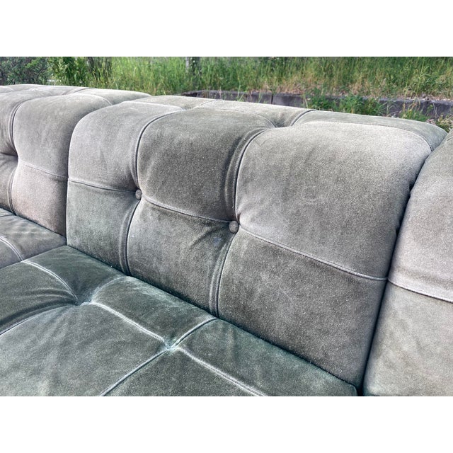 Vintage Green Suede Modular Sofa, 1970s, Set of 5 For Sale - Image 13 of 18