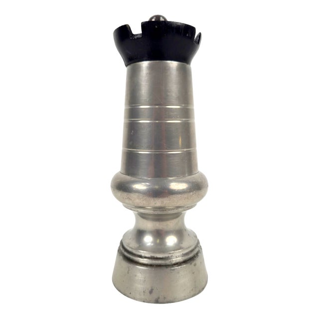 French Chess Tower Pewter Spice Mill, 1960 For Sale