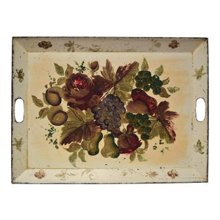 Mid 20th Century Cream Painted Tole Tray For Sale