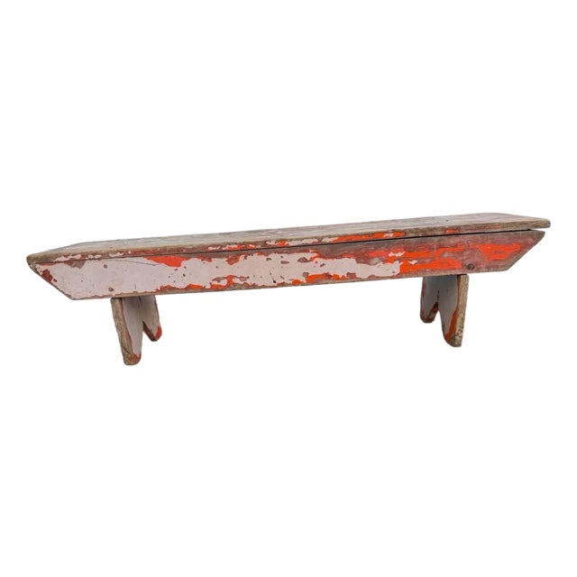 Antique Early American Rustic Style Painted Bench For Sale