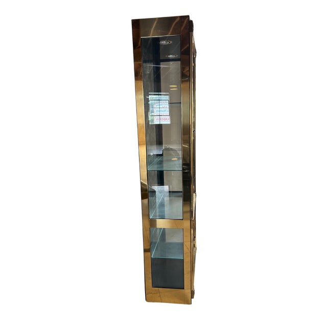 Mastercraft Mastercraft 1970s Mirrored Brass and Glass Curio Display Cabinet For Sale - Image 4 of 9