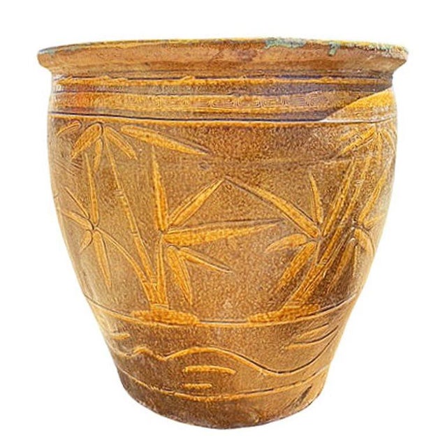 Green 19th Century Large Bird & Bamboo Art Pottery Chinese Egg Pot Jardinière Planter For Sale - Image 8 of 8