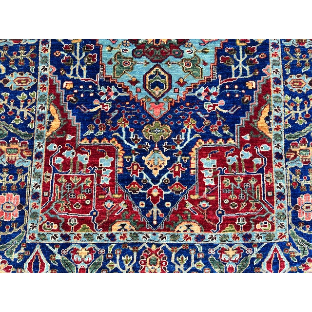 Royal Blue Karachoph Kazak Medallion Hand-Knotted Wool Rug - 3'11" X 6'0" For Sale - Image 4 of 12