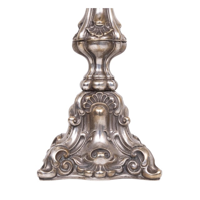 Silver Rococo Silver Plated Table Lamps, 1920s, Set of 2 For Sale - Image 8 of 14