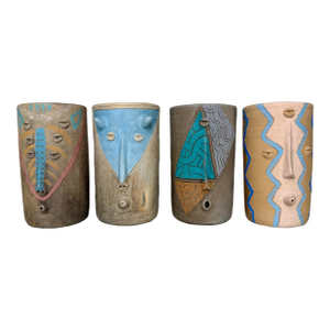 Mexican Modern Surrealist Painted Cups