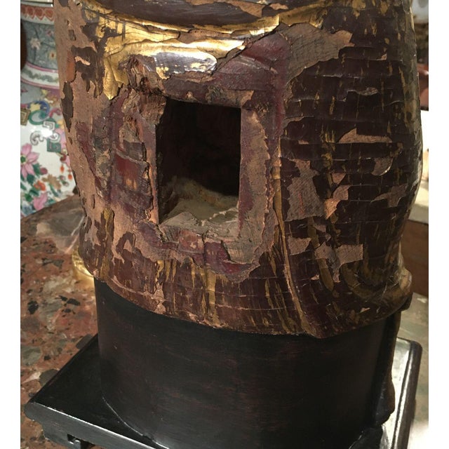 Painted Wooden Chinese Dignitary Sculpture, 1700s For Sale - Image 9 of 13