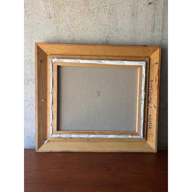 Green Vintage Original Zebra Oil Painting in Gilt Frame - Mother and Child Scene For Sale - Image 8 of 8