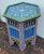Moroccan Moroccan Hexagonal Wooden Side Table, Musharabi Blue 2 For Sale - Image 3 of 7