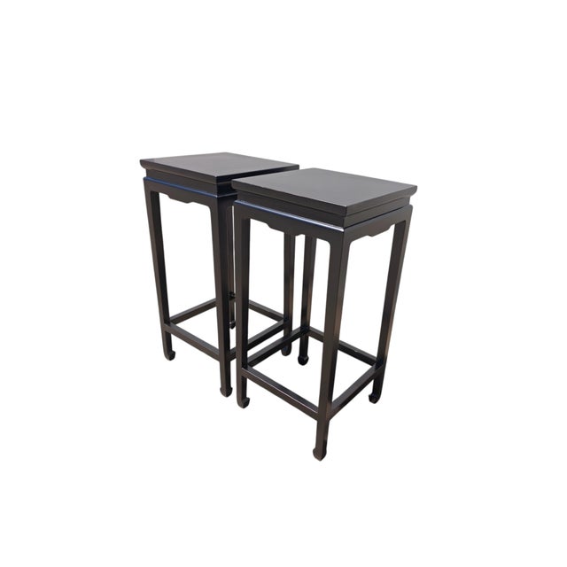 Pair of Elm Wood Side Tables For Sale - Image 4 of 6