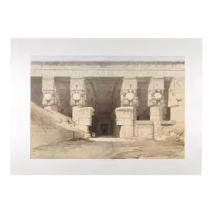 Dendera, Egypt, Dec 7th, 1838: David Roberts ' 19th C. Duotone Lithograph, 1847