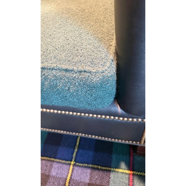1990s Ralph Lauren Vintage Brompton Distressed Leather Sofa, English Cowhide & Custom Wool Cushions Cushions For Sale - Image 14 of 14
