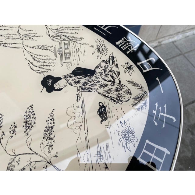 Kidney Shaped Coffee Table with Geisha Motif, 1950s For Sale - Image 17 of 18