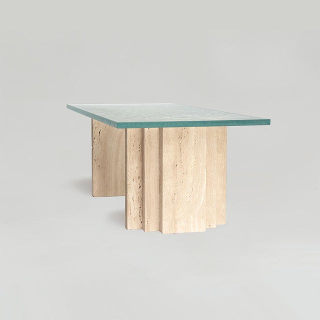 Early 21st Century Brut Travertine Glass Coffee Table by Kiwano Concept For Sale - Image 5 of 6