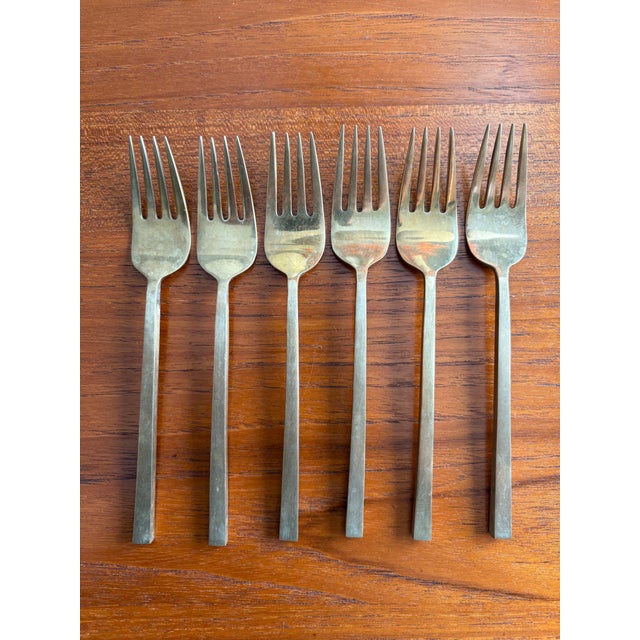 Mid 20th Century Scanline Sigvard Bernadotte Bronze Marked Flatware Service for Six - 30 Pieces For Sale - Image 10 of 11