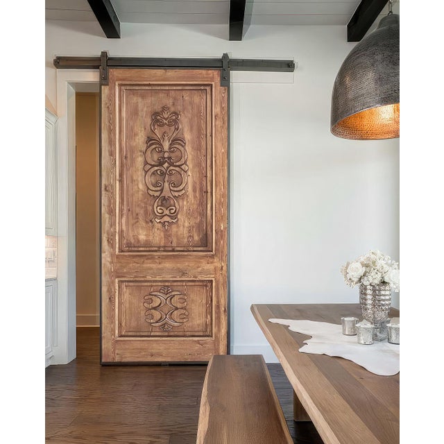 Farmhouse Hand-Carved Solid Wood Interior Door – Old World Tuscan Style For Sale - Image 3 of 9