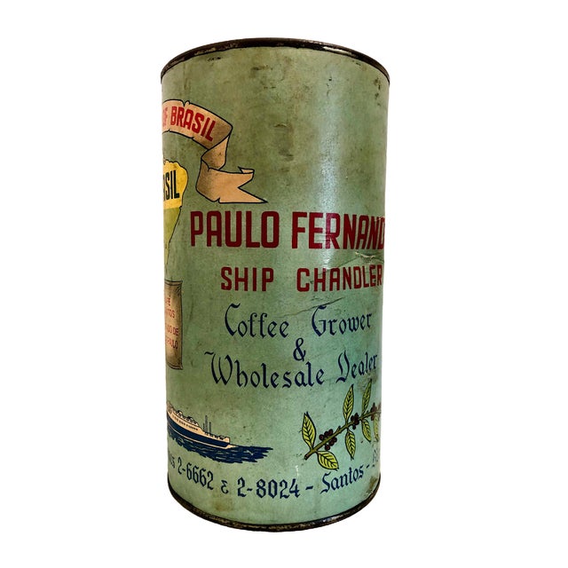 On offer is a piece of antique Brazilian advertising memorabilia for Tesouro brand coffee, produced by the firm Fernandes...
