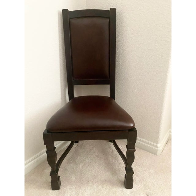 South Cone Trading Company Tall Back Leather and Wood Chair Spanish Colonial Western Style 20th Century Mint Condition For Sale - Image 14 of 14