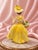 Mid-Century Modern 1950s Japanese Porcelain Lady Figurine in Yellow Gown With Rhinestones & Flowers For Sale - Image 3 of 11