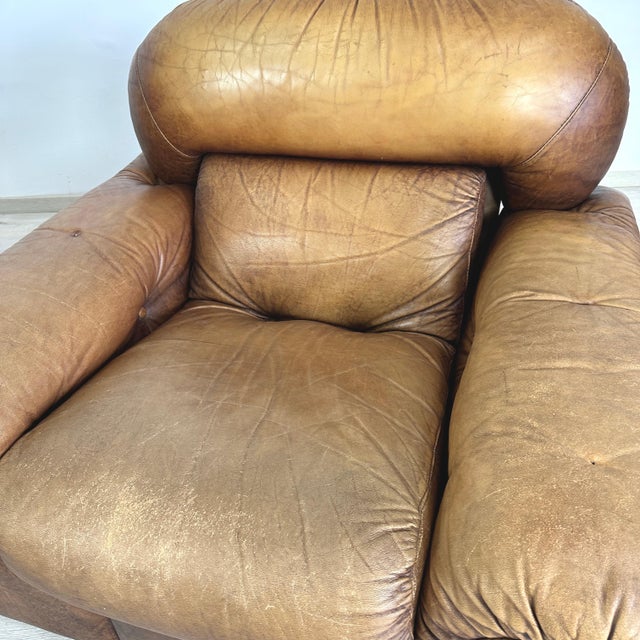 Animal Skin Italian Leather Club Chairs - A Pair For Sale - Image 7 of 13