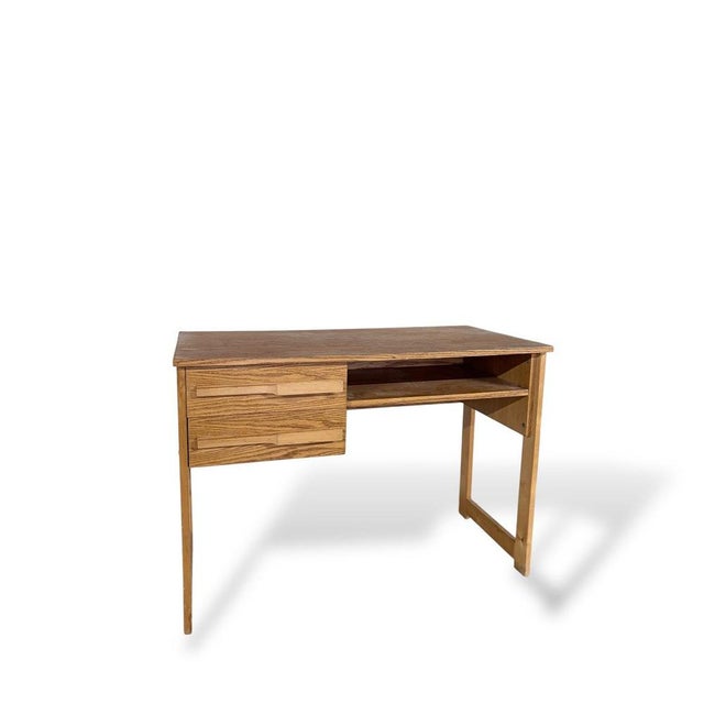 Vintage Oak and Pine Compact Desk For Sale - Image 3 of 9