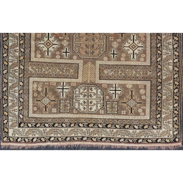 Early 20th Century Antique Tribal Caucasian Rug With All-Over Motif in Muted Neutrals For Sale - Image 4 of 9