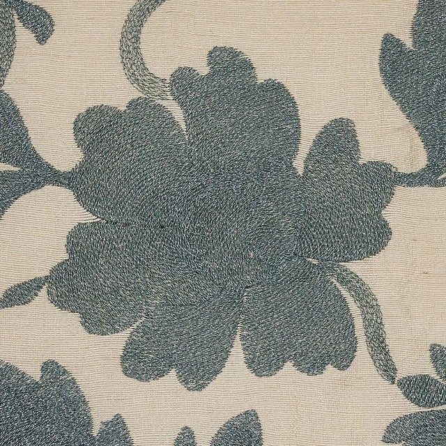 Contemporary Schumacher Moon Garden Embroidery Fabric in Blue For Sale - Image 3 of 4
