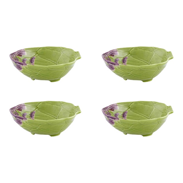Bordallo Pinheiro Artichoke Bowl 7", Green, Set of 4 For Sale