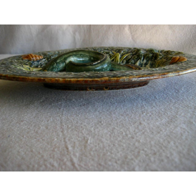 Green Late 19th Century French Palissy Majolica Wall Fish Plater For Sale - Image 8 of 9