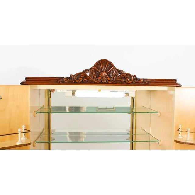 Vintage Cocktail Cabinet in Burr Walnut with Glassware, 1930s, Set of 18 For Sale - Image 14 of 18