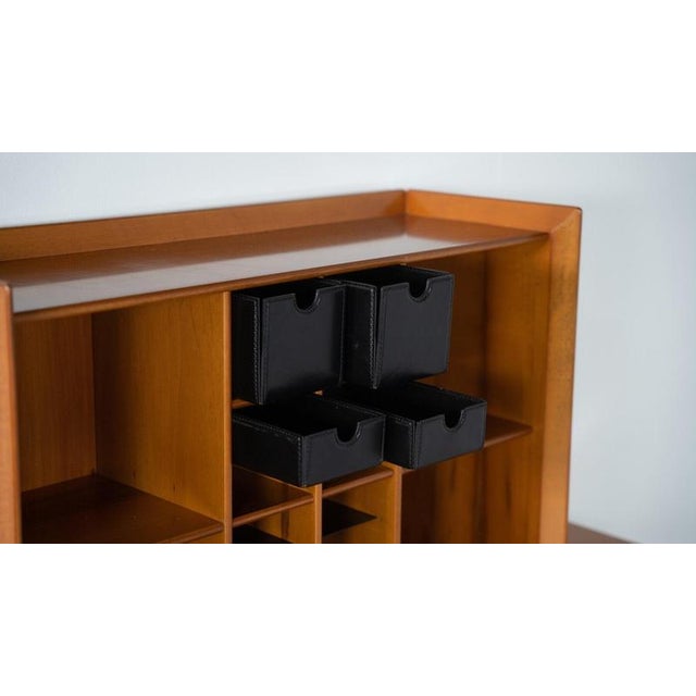 Mid-Century Modern Cabinet in Wood and Leather, Italy, 1970s For Sale - Image 9 of 14