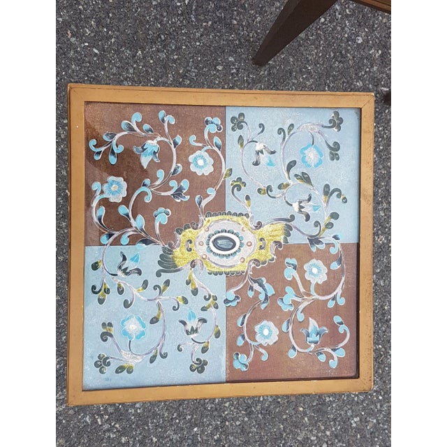Mid 20th Century Vintage Artisan Handmade Side Table With Glass Inserts - a Pair For Sale - Image 9 of 10