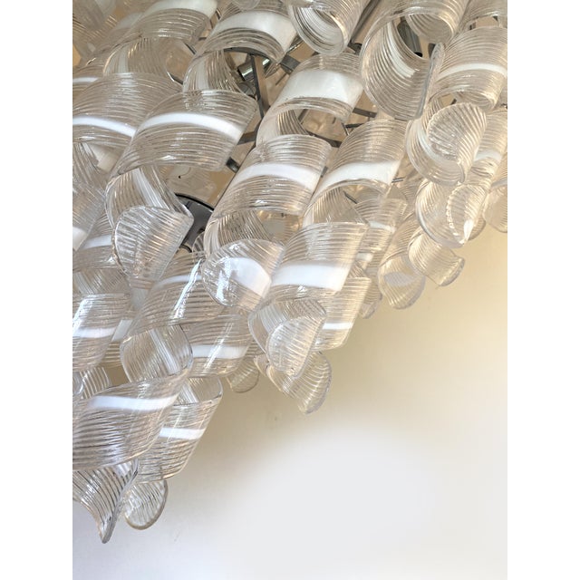 Metal Transparent and White “Ricci” Murano Glass Chandelier For Sale - Image 7 of 10