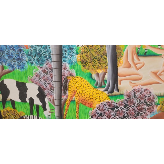 Paint Vintage Signed Hatian Painting of Adam & Eve For Sale - Image 7 of 10