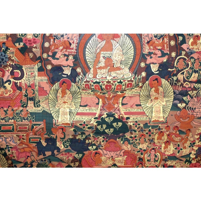 Textile Tibetan Thangka Hand Painted Amitabha For Sale - Image 7 of 13