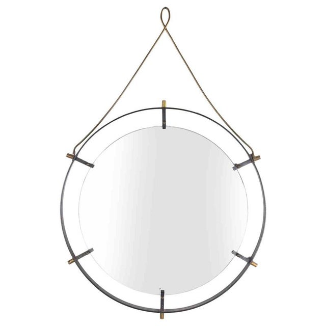 Glass Vintage Brass Framed Wall Mirror by Santambrogio and De Berti, 1960s For Sale - Image 7 of 7
