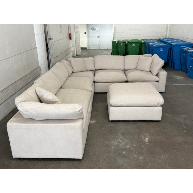 2020s Living Spaces Seven Piece Modular Sectional + Ottoman For Sale - Image 5 of 12
