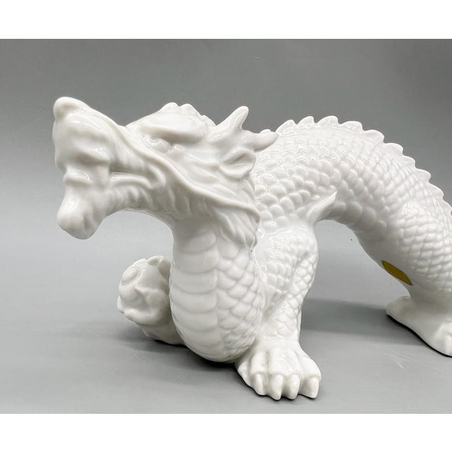 White 1960s Blanc De Chine Style White Porcelain Dragon Figurine — Chinoiserie / Hollywood Regency For Sale - Image 8 of 12