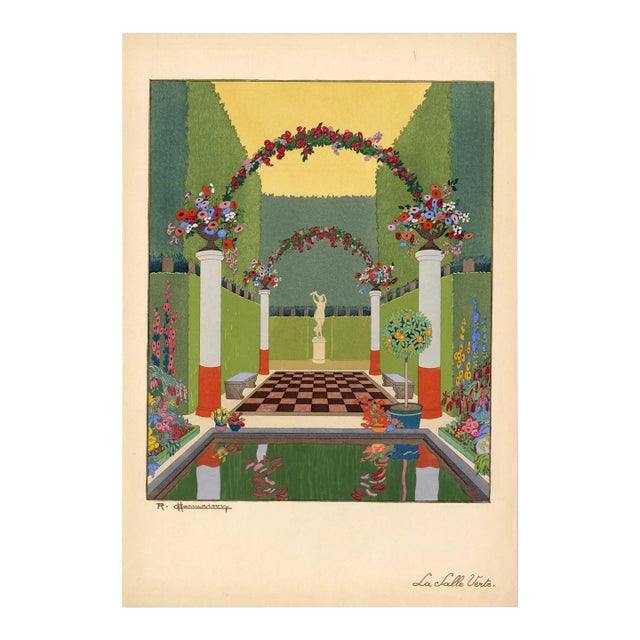 "La Salle Verte" Pochoir C. 1919 For Sale