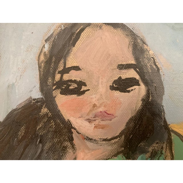 Bruno Paoli "Characters" Original Italian Modern Figurative Group Portrait, 20th Century Florence Italy Fine Art Painting, Oil on Canvas, 26x24" For Sale - Image 4 of 8