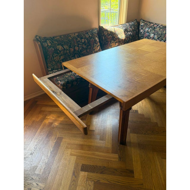 Vintage French 1940’s Wood Dining Table With Parquetry Checkered Top For Sale - Image 9 of 12