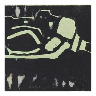 Mid Century Vintage Green & Black Block Print of Gas Pump Nozzle For Sale