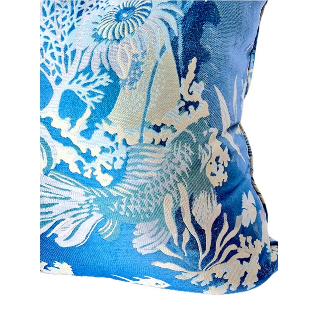 Textile Large Vintage Silk Damask Sea Life Pillow For Sale - Image 7 of 7