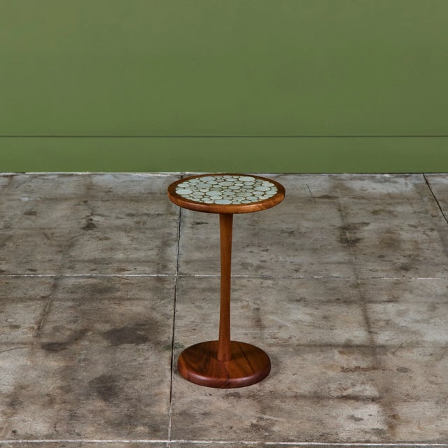 Wood Gordon & Jane Martz 19" Tall Mosaic Coin Tile Side Table For Sale - Image 7 of 13