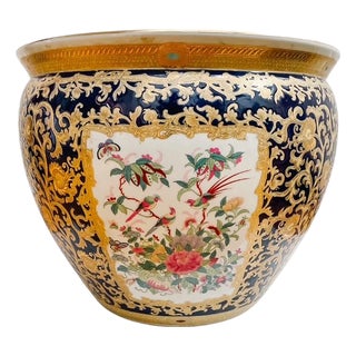 Mid 20th Century Large Scale Chinese Export Rose Canton Fish Bowl Planter For Sale